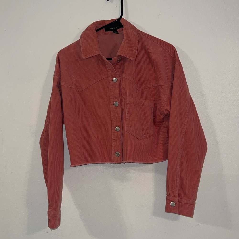 Cropped oversized corduroy jacket